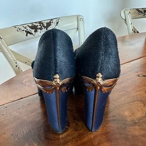 Tory Burch Navy Calf Hair Dragonfly Heels